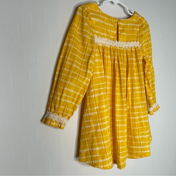 Falls Creek Kids Yellow Plaid Dress White Lace Peasant Cotton Dress size 3T - Picture 7 of 12